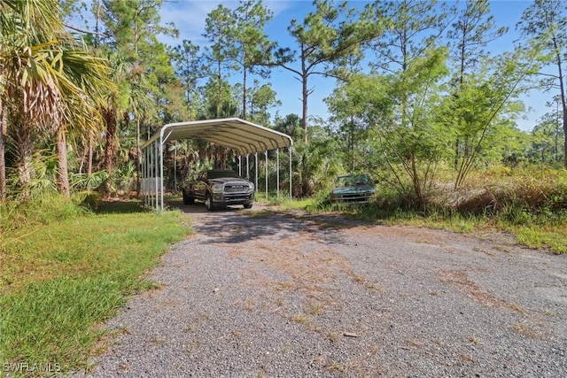 view of parking with a carport