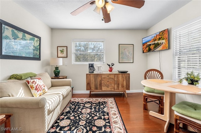 interior space with dark hardwood / wood-style flooring