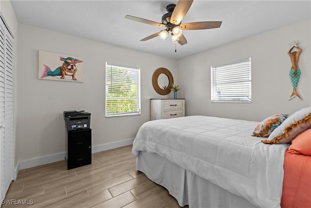 bedroom featuring ceiling fan