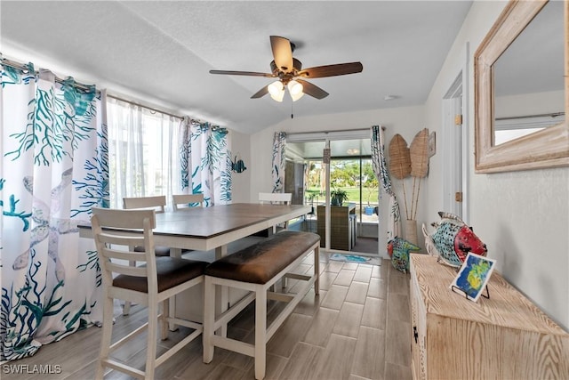 dining space featuring ceiling fan