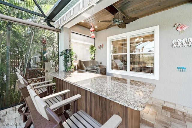 17773 Vaca Ct, Fort Myers, FL 33908 - view of patio with grilling area, area for grilling, and a ceiling fan