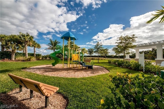 community play area with a yard