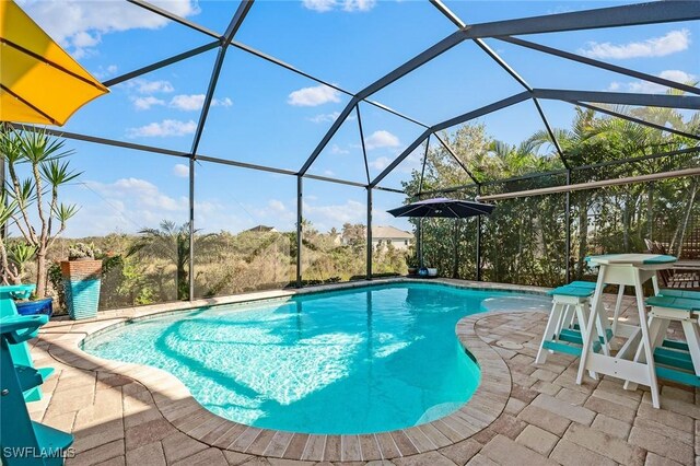 17773 Vaca Ct, Fort Myers, FL 33908 - swimming pool featuring a patio area and a lanai