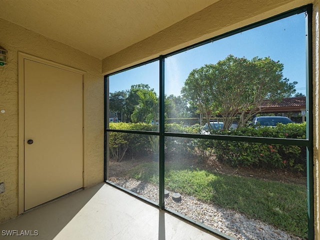 view of unfurnished sunroom