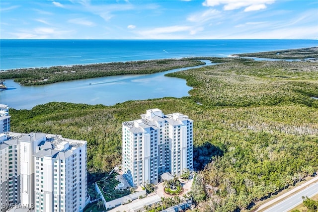 bird's eye view featuring a water view