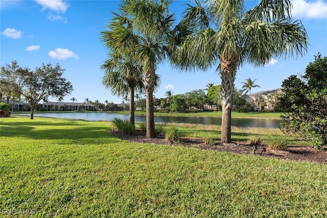 view of yard featuring a water view