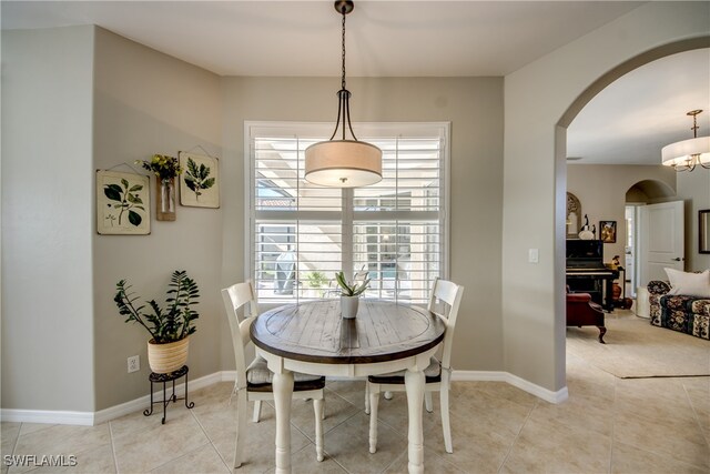 view of tiled dining room