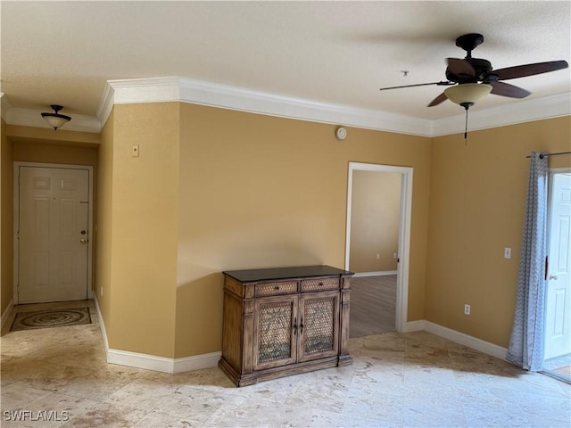 11510 Villa Grand Unit 407, Fort Myers, FL 33913 - spare room with crown molding, a ceiling fan, and a smoke detector