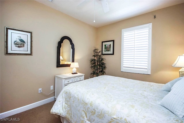 bedroom with carpet and ceiling fan