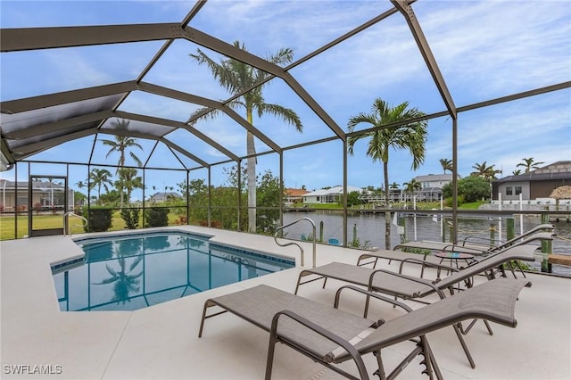 2819 SW 37th Ter, Cape Coral, FL 33914 - swimming pool featuring a water view, a patio area, and a lanai
