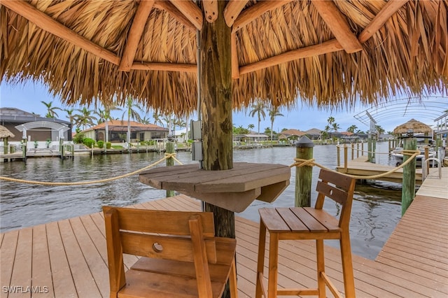 view of dock featuring a water view