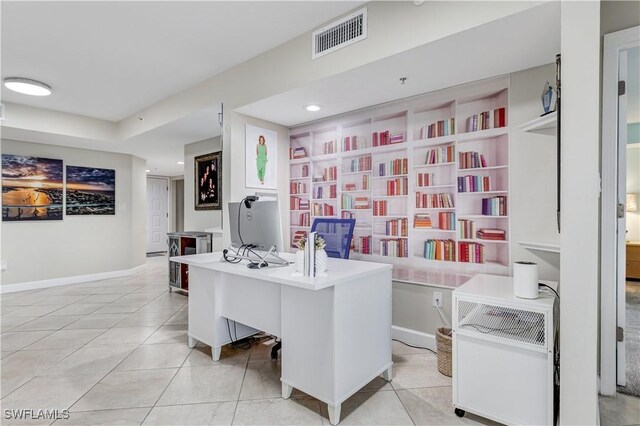 office area featuring light tile patterned floors