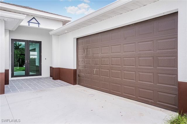 garage featuring french doors