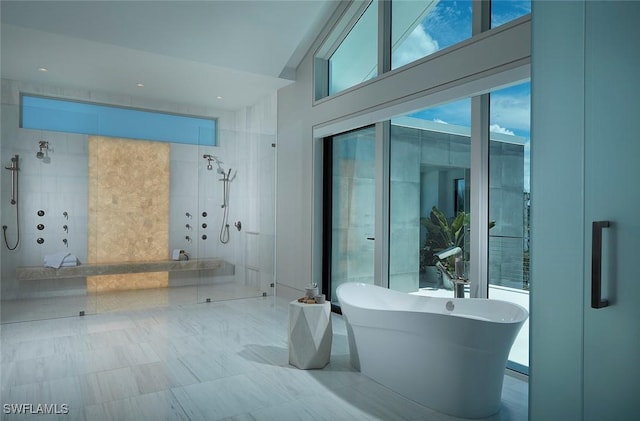27804 Hickory Blvd, Bonita Springs, FL 34134 - bathroom with a walk in shower and a soaking tub