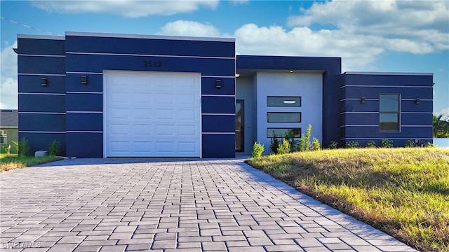 contemporary home with a garage