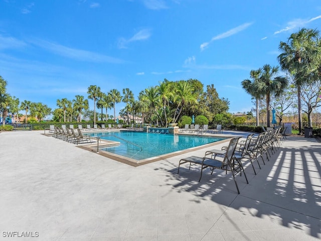 view of pool featuring a patio area