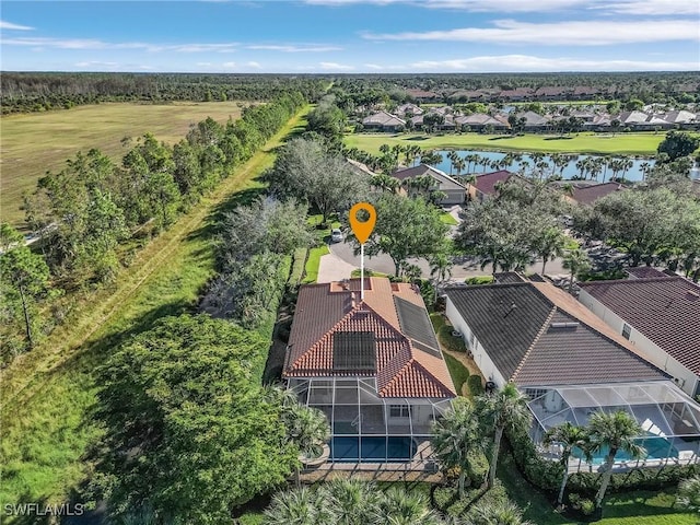 bird's eye view featuring a water view