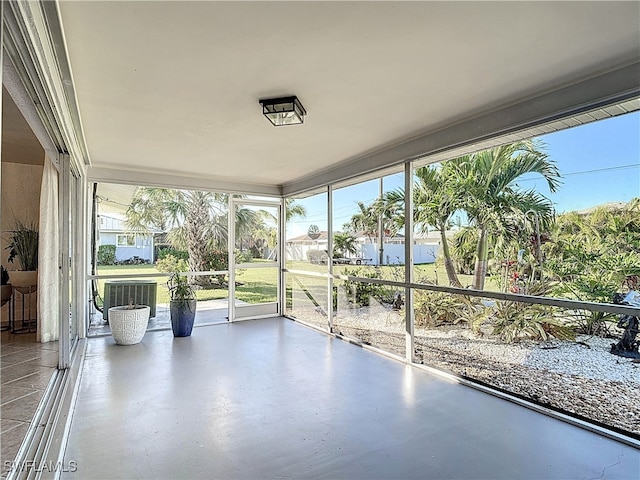 view of unfurnished sunroom