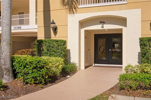 view of exterior entry with french doors