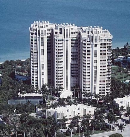 view of building exterior featuring a water view