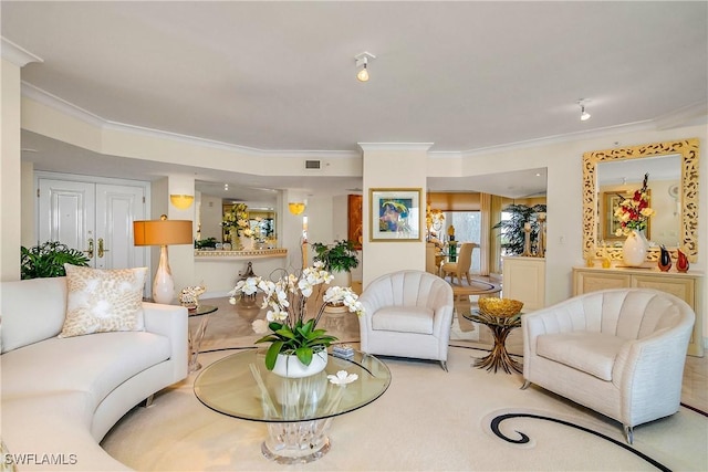 4021 Gulf Shore Blvd N Unit 903, Naples, FL 34103 - carpeted living area with ornamental molding