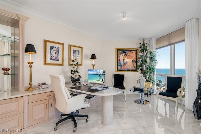 4021 Gulf Shore Blvd N Unit 903, Naples, FL 34103 - office space featuring light marble finish flooring and ornamental molding