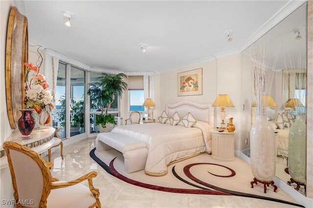 4021 Gulf Shore Blvd N Unit 903, Naples, FL 34103 - bedroom featuring crown molding and access to outside