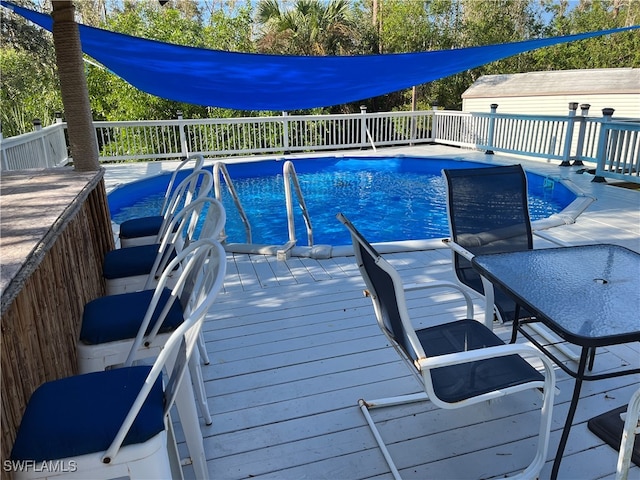 view of pool with a deck