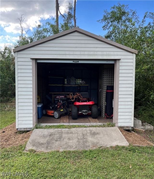 view of garage