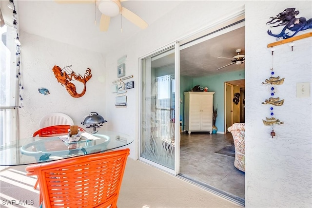 bathroom with ceiling fan