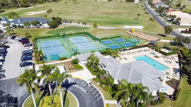 aerial view featuring golf course view