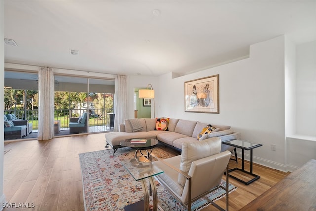 living room featuring light hardwood / wood-style flooring