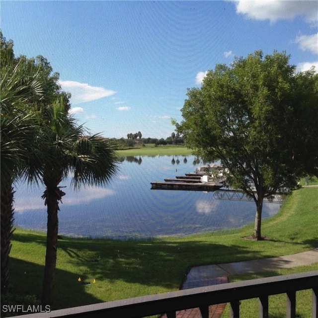 water view with a boat dock