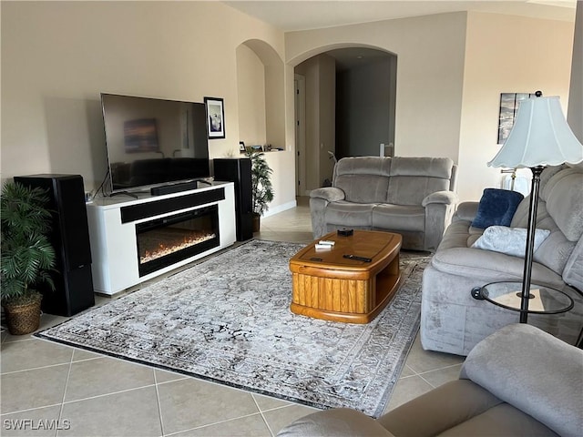 view of tiled living room