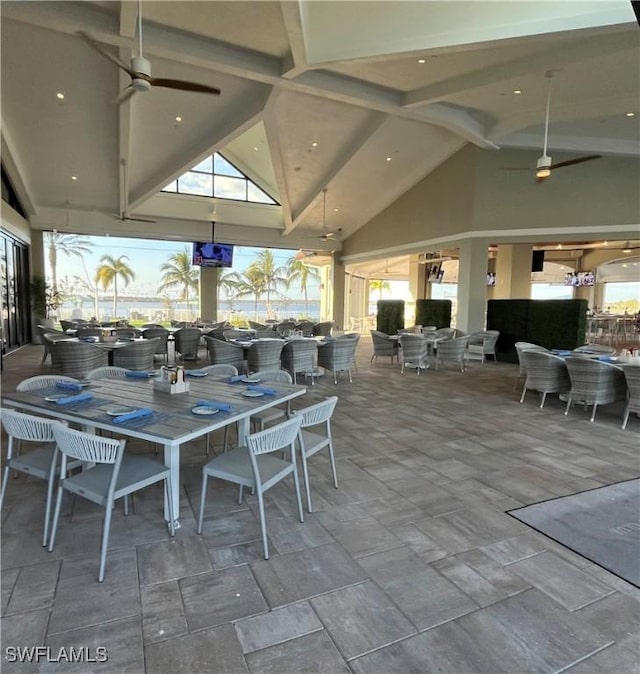 view of patio with ceiling fan