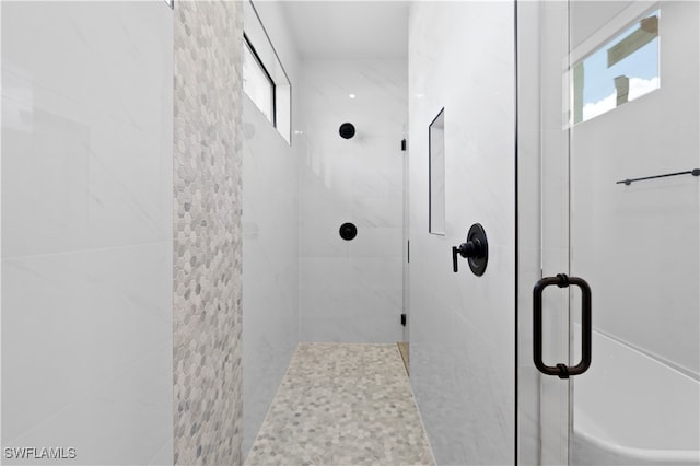 bathroom featuring walk in shower