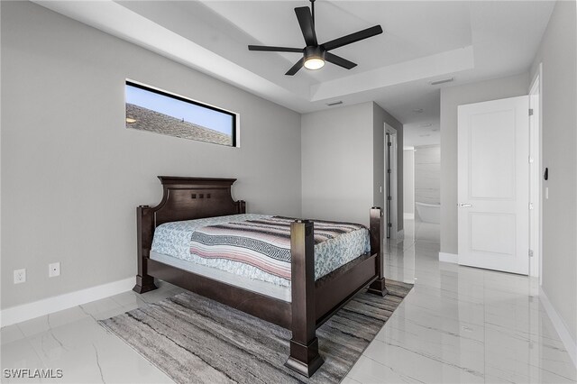 1517 SW 28th Ter, Cape Coral, FL 33914 - bedroom featuring a raised ceiling and ceiling fan