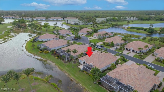 bird's eye view featuring a water view