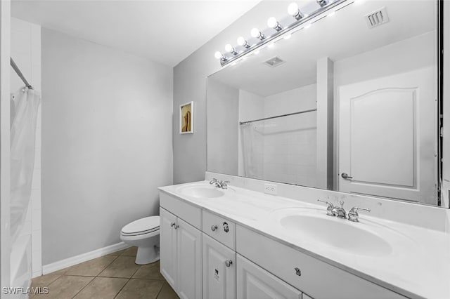 bathroom with tile patterned flooring, vanity, and toilet