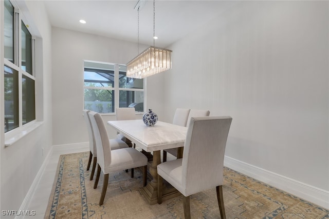 dining area with a chandelier