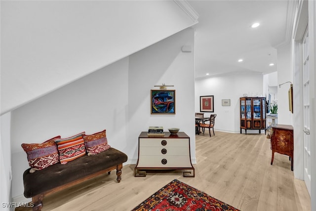 sitting room featuring light hardwood / wood-style flooring