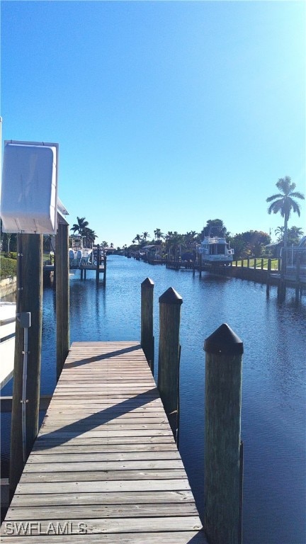 dock area featuring a water view