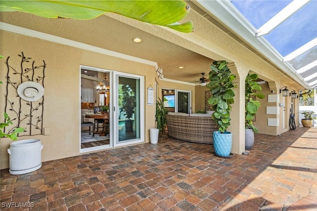 view of patio with ceiling fan