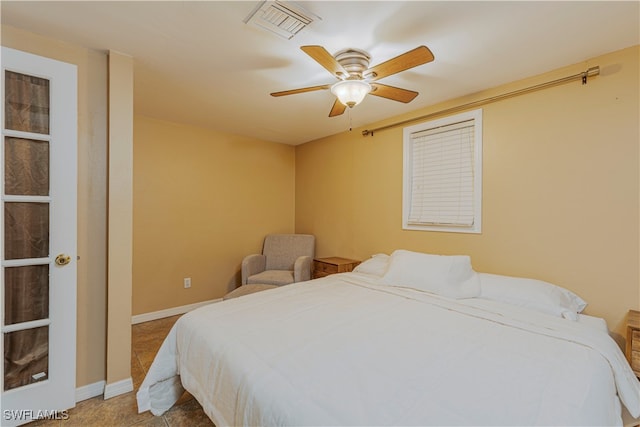 bedroom with carpet floors and ceiling fan