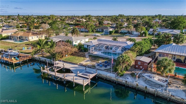 bird's eye view featuring a water view