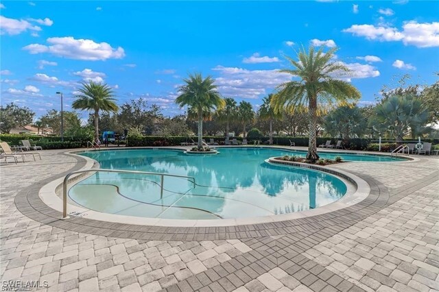 view of pool featuring a patio area