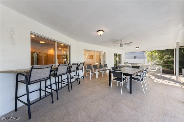 dining area featuring ceiling fan