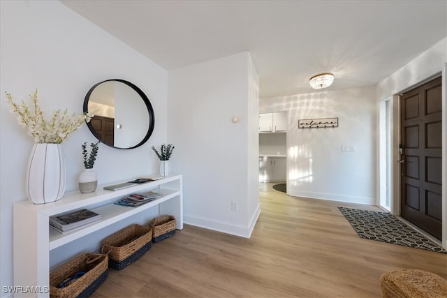 foyer with light hardwood / wood-style flooring