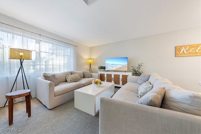 living room featuring light hardwood / wood-style floors