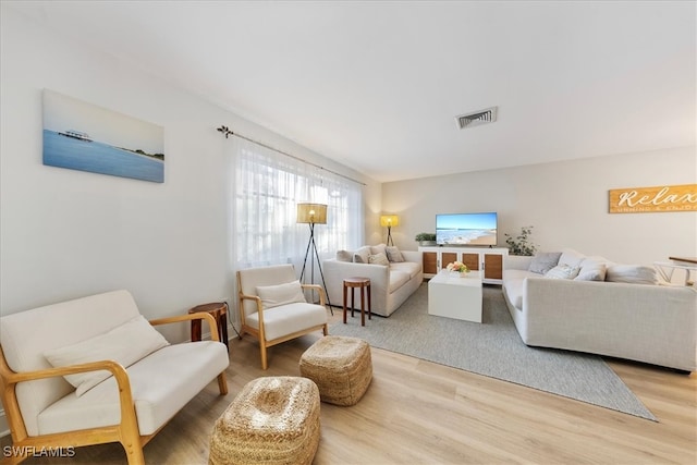 living room with hardwood / wood-style floors